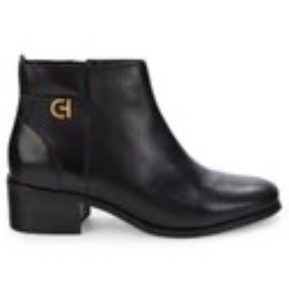 NEW! Cole Haan Holis Block Heel Buckle Black Leather Ankle Bootie Size 10B NIB - Picture 6 of 9